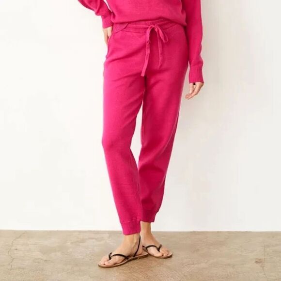 Monrow Fushia Soft Knit Cuffed Jogger Size Large - Picture 1 of 6
